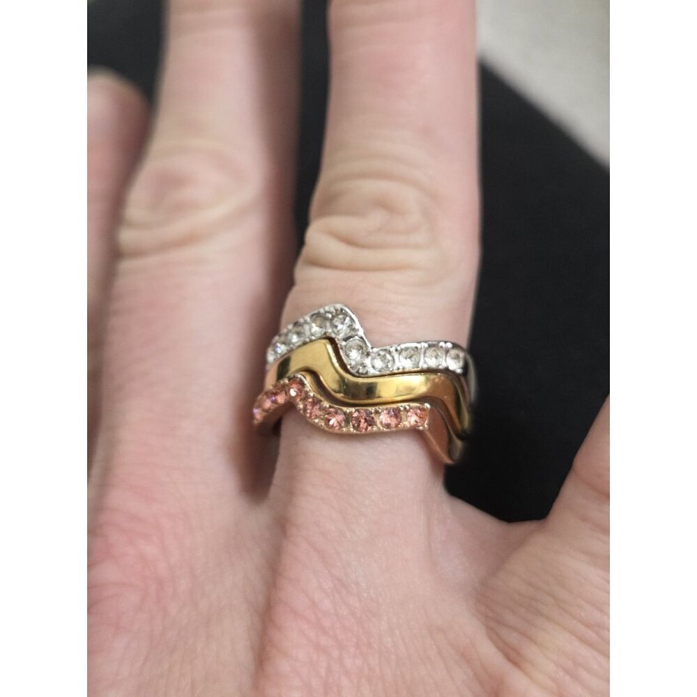 Touchstone Crystal By Swarovski Color wave Rings R2500 stack sz 8